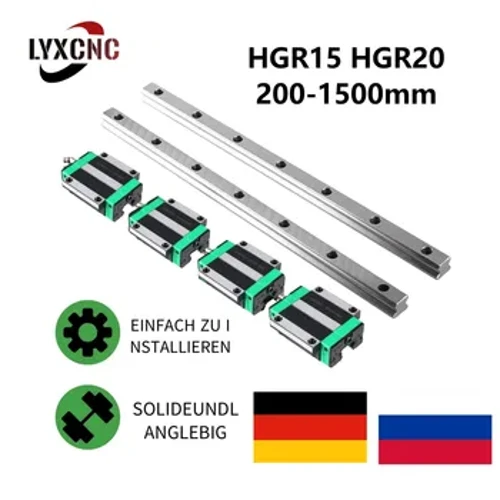 2pc HGR15 HGR20 Linear Guide Rail 200-1500mm + 4pc HGH15CA/HGW15CC HGH20CA/HGW20CC Flange Bearing Blocks Para sa CNC 3d Printer