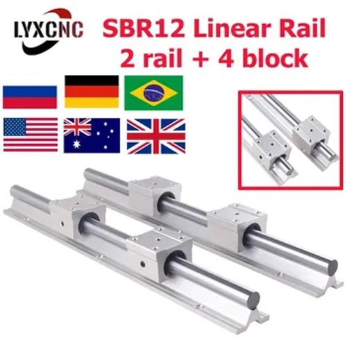 2 Pcs SBR12 Linear Guide Rail 300 Mm 400 Mm 500 Mm 600 Mm 700-1500 Mm + 4 Pcs SBR12UU Beare Block Smooth Motion untuk 1200 Mm CNC Mill Part