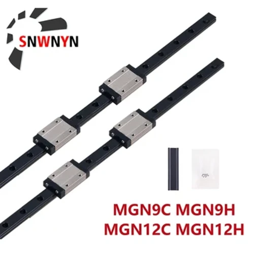 2 adet MGN9 MGN12 100-1000mm MGN Minyatür Lineer Kılavuz Rayı + 4 adet MGN H/C Siyah Slayt Arabası 3D Yazıcı Parçası