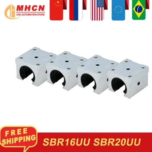 SBR16UU SBR20UU 4 Stéck / Sak Linear Support Rail Carriage Linear Guide Lager Rutschen fir CNC Router