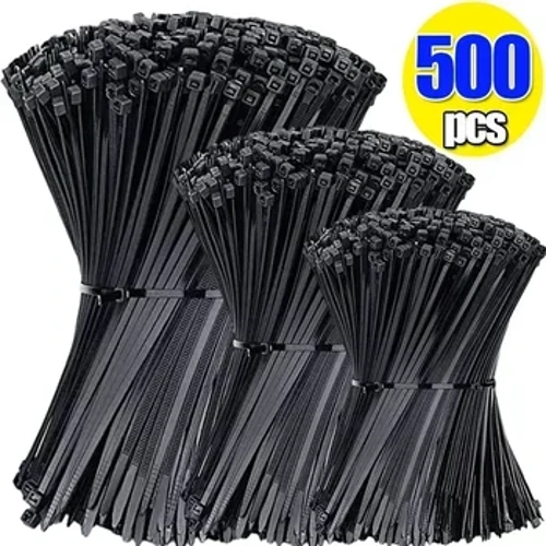 500/100 Stéck Plastik Nylon Kabelbinder Selbstverléissege Schnouer Bänner Bänner Upassbar Kabelen Befestigung Loop Heem Büro Drot Zip Bänn