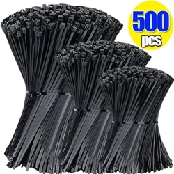 500/100 szt. Plastikowe nylonowe opaski kablowe samoblokujące opaski kablowe paski regulowane kable pętla mocująca drut do domowego biura opaski zaciskowe