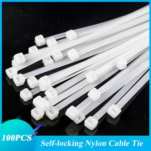 100 cái/túi dây cáp Tự khóa nhựa nylon buộc Trắng Nhà Tổ Chức Chặt Cáp Dây Cáp Khóa Kéo Dây