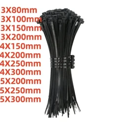 Cravatta in nylon in plastica auto-bloccante 100 pezzi neri 5x300 cravatta raggio di fissaggio 3x100 cravatta zip waps cravatta in nylon set di cavi in ​​nylon