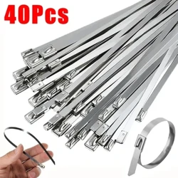 20/40 stk. Kabelbindere i rustfrit stål Genanvendelige, selvforseglende fastgørelsesring Kabelbinder Multi-Purpose Metal Hardware Kabel Organizer