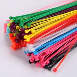 100pcs 3/4x100/150/200 paʻa ponoʻī ʻo Nylon Cable TiesPlastic Zip Tie Wire Hoʻopaʻa Wrap Straps DIY Cable Fasten Organizer