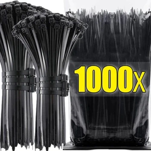 1000/100Pcs Plástico Nylon Cable Tie Auto-travamento Cord Ties Straps Loop de Fixação Laços de Fio Ajustáveis ​​Organizador de Hardware para Casa