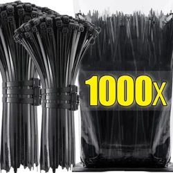 1000/100Pcs Plastikozko Nylon Kable Lotura Autoblokeatzeko Kable Lotura Uhalak Lotzeko Begizta Alanbre Lotura erregulagarriak Etxeko Hardware Antolatzailea