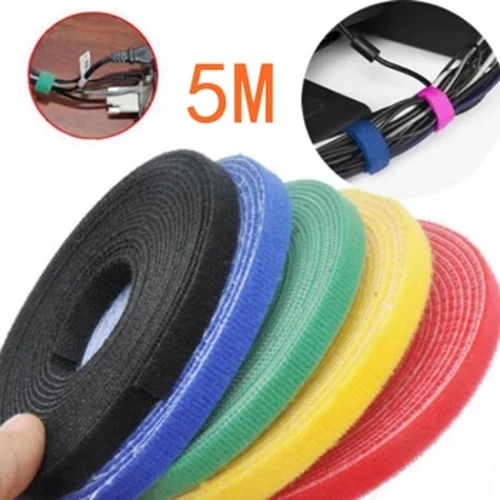 5 Meter/Rull Nylon Kabelbånd Strøm Wire Loop Tape Multifunksjon Nylon stropper Feste gjenbrukbar
