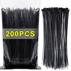 200/100 kpl Nylon nippusiteet Säädettävät Itselukittuvat johtositeet Hihnat Kiinnityssilmukka Uudelleenkäytettävät muoviset lankasiteet kotitoimistoon