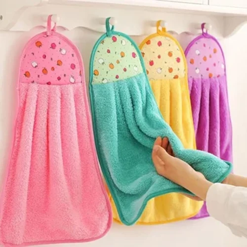 30*38cm Coral Velvet Phòng tắm cung cấp khăn mềm tay hấp thụ khăn lau bát đĩa treo Phụ kiện nhà bếp