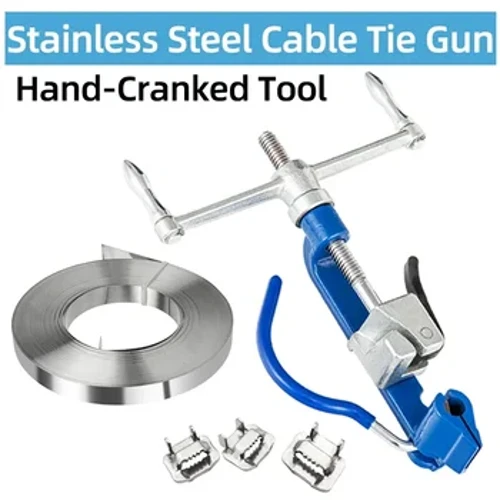 Edelstahl Kabelbinder Pistoul Schraube Typ Handgekrabbelt Tool Kabelbinder Zang Stahlgurt Reel Spann Cutter Befestigungsband
