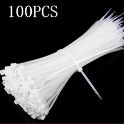 I-100Pcs Ithayi Yenayiloni Yepulasitiki Ezikhiya Emhlophe Igoqa Ibhande Lekhebula Inayiloni Isethi 3x80/100/120/150/200 4x300 Fastening Ring Loop