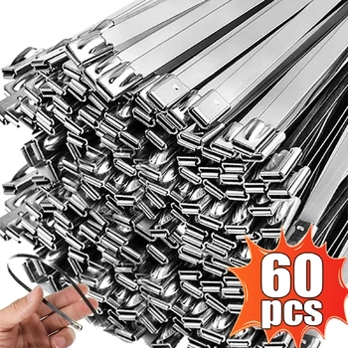 60/20 Chiếc Dây Thép Không Gỉ Dây Cáp Có Thể Tái Sử Dụng Tự Hàn Kín Buộc Nhẫn Khóa Kéo Kim Loại Cáp Thắt Người Tổ Chức Phần Cứng Phụ Kiện