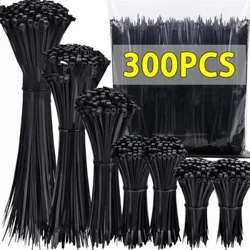 300/100Pcs Selbstverschlossende Plastiks Nylon-Krawatten Abnehmbar Kabelschnouer Bänner Befestigung Loop Wiederverwendbar Drot Krawatten Fir Heem Büro
