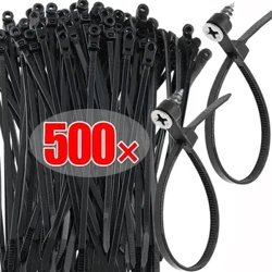 500/100 kpl Nylon nippusiteet ruuvikiinnitysreiällä Itselukittuva silmukkakääreet Kiinteät kaapelit Vetoketjun johtojen kiinnityshihnat