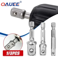 Oauee 1/3PCS Adattatore per presa con codolo esagonale a 1/4 "3/8" 1/2 "punte da trapano con prolunga in acciaio al cromo vanadio Set di punte esagonali utensili elettrici