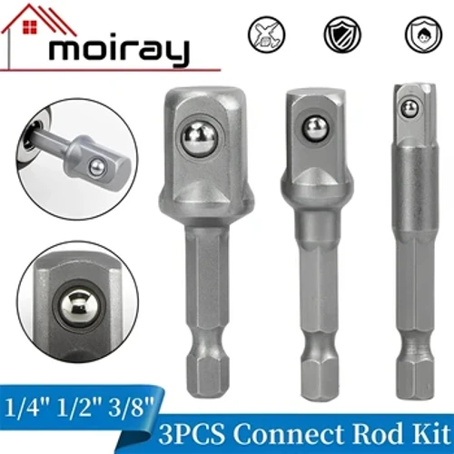 Xrom vanadiy po'latdan yasalgan rozetkali adapter to'plami olti burchakli 1/4" 3/8" 1/2" kengaytiruvchi matkap uchlari to'plami elektr asboblari