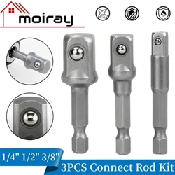 Chromo vanadžio plieno lizdų adapterių rinkinys šešiakampis kotas 1/4" 3/8" 1/2" prailginimo grąžtų strypų rinkinys elektriniai įrankiai