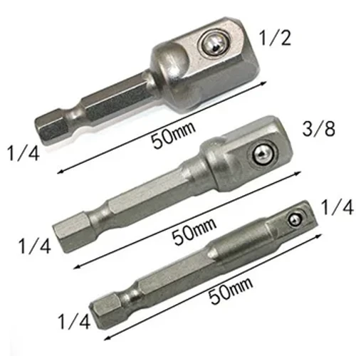 Chroomvanadiumstaal Socket Adapter Set Hex Schacht 1/4 "3/8" 1/2 "Extensie Boren Bar Set Power gereedschap TF003