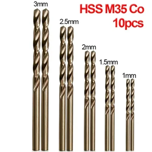 5/10pcs HSS M35 I-Cobalt Drill Bit 1mm 1.5mm 2mm 2.5mm 3mm Yezingxenye Zensimbi Engagqwali Auger Ikhwalithi Ephakeme Yokucindezela Izingxenye Zethuluzi Lamandla