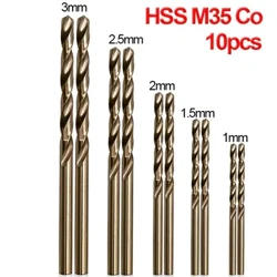 5 / 10pcs HSS M35 Kobalt buraw biti 1mm 1,5mm 2mm 2,5mm 3mm Poslamaýan polatdan ýasalan ýokary hilli buraw metbugat güýç guraly bölekleri