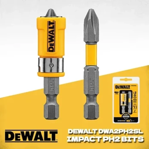 DEWALT DWA2PH2SL MAXFIT Phillips Power Bit Sleeve Set Iskunvaimenninteräsarja Kääntyvä magneettinen terä Dewalt työkalutarvikkeet