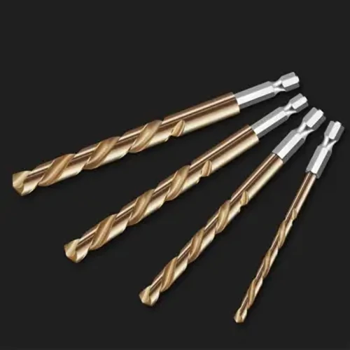 Yuqori tezlikli po'latdan olti burchakli tutqichli burama matkap 1,5 mm-10,0 mm po'latdan titanium bilan qoplangan matkap uchi to'plami 1/4 olti burchakli elektr asboblari qismlari