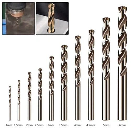10 Chiếc HSS M35 Cobalt Mũi Khoan 1/1.5/2/2.5/3/3.5/4/4.5/5/6 Mm Cho Thép Không Gỉ Khoan Chất Lượng Cao Máy Khoan Dụng Cụ Điện Phần