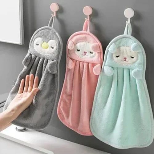 Mga Cute Animal Kids Toddler Hand Towel para sa Kusina sa Banyo sa Bahay na may Hanging Loop