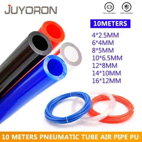 10 méteres pneumatikus tömlő kompresszor tömlő levegőcső 4 * 2,5 mm 6 * 4 mm 8 * 5 mm 10 * 6,5 mm 12 * 8 mm 14 * 10 mm 16 * 12 mm pneumatikus levegő tömlők PU cső