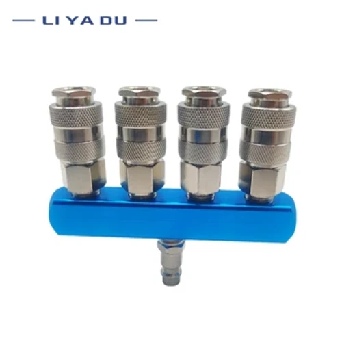 Compressor Pneumatic Fitting Pump Tool Coupler Manifold Multi Splitter EU/JP style Fa'asoa kasa ea mo le 1/4 Soso'o vave.