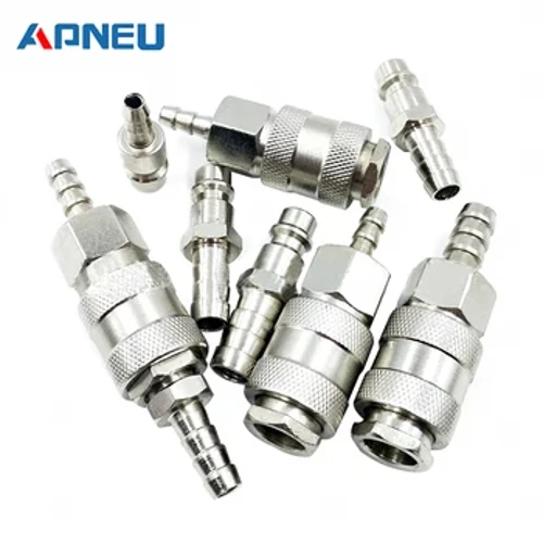 2 Pcs Standar Eropa Uni Eropa Euro Tipe Pneumatic Fitting Cepat Coupling Konektor Coupler untuk Kompresor Udara 6 Mm 8 Mm 10 Mm Selang Barb