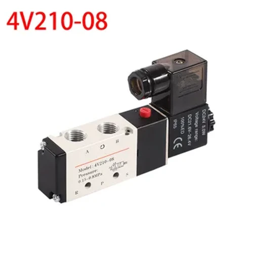 Válvula Solenoide eléctrica neumática, válvula magnética de Gas y aire con Control de 5 vías y 2 posiciones, 4V210-08, 12V, 24V, 220V, voltios de bobina