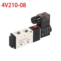 Pneumatisk elektrisk magnetventil 5-vejs 2-positionskontrol Luftgasmagnetventil 4V210-08 12V 24V 220V Spolevolt