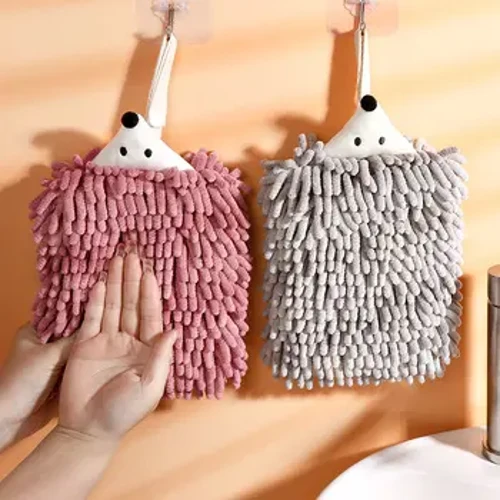 Chenille Käsipyyhkeet Keittiö Kylpyhuone Käsipyyhe ripustuslenkeillä Nopeasti kuivuva pehmeä imukykyinen mikrokuitupyyhkeet Animal Hedgehog