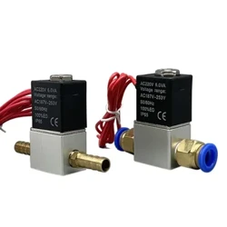 Comhla Solenoid Leictreach Aeroibrithe 12V 24V 220V 2 Seasamh 2 Chalafort Comhla Maighnéadach Aeir Dúnta de ghnáth 6mm 8mm Ceangal Hose Barb