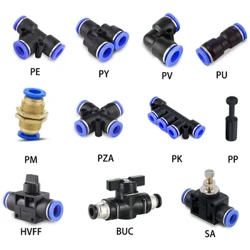 Пневматичний фітинг Трубний з’єднувач Фітинги Air Quick Water Pipe Push In Hose Quick Couping OD 4mm 6mm 8mm 10mm 12mm Multiple type