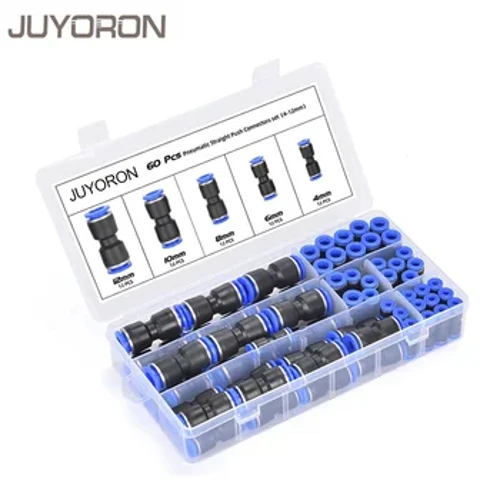 60 STK Boxed Set Air Straight Pneumatic Fittings PU Series Vandrør Quick Release Connector Plastslangekoblinger PU 4 6 8mm