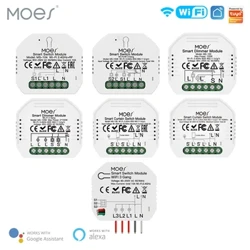 Модул за затемнување на паметна светлина MOES WiFi / Модул за префрлување Smart Life Tuya далечински управувач Работете со Alexa Google Home 1/2 Way 1/2 Gang