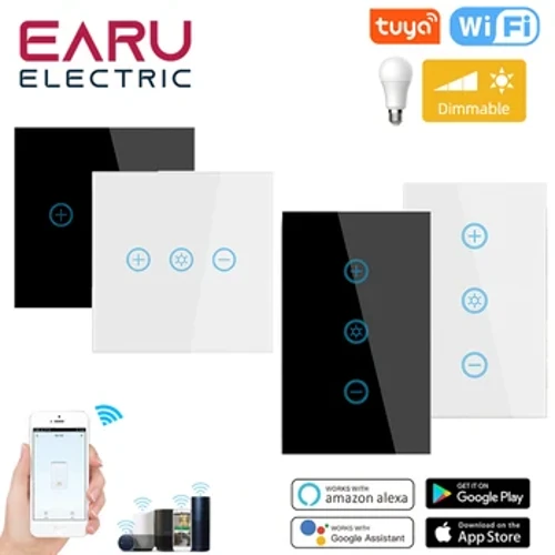EU US ViFi Smаrt Glаss Pаnel Zidni Prekidаč Prekidаč zа zаtаmnjenje od Smаrt Life Tuiа APP dаljinski uprаvljаč zа Amаzon Alekа Google Home