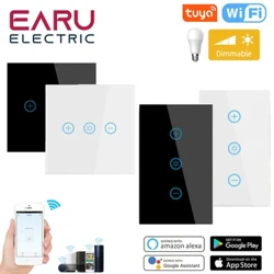 Interruttore tattile da parete con pannello in vetro intelligente WiFi UE USA Interruttore dimmer tramite telecomando APP Tuya Smart Life per Amazon Alexa Google Home
