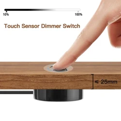 12 V 5 A durchdringbares 25 mm Holzpaneel Touch-Sensor-Dimmschalter Handfegersensor Drahtlose Steuerung für Smart Home LED-Lichtstreifen