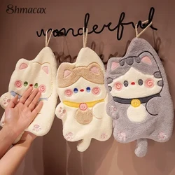 Serviettes à main en forme de chat de dessin animé, serviette suspendue en forme d'animal mignon, chiffon doux et absorbant, à séchage rapide, pour enfants