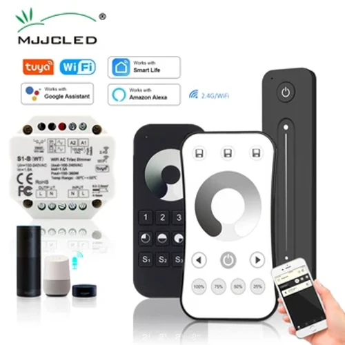 Tuya LED Dimmer Wifi Smart 2.4G RF Trådløs fjernkontroll 230V 110V AC Triac Dimmer for dimbar LED-pære lyslampe 220V S1-B