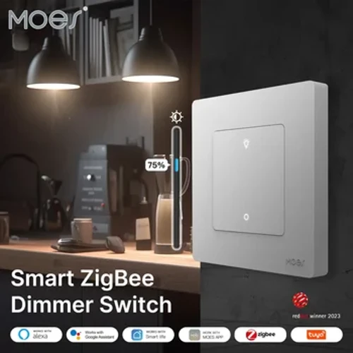 MOES Star Ring Series ZigBee Smart Dimmer Switch untuk Light Dimming Smart Life Aplikasi Bekerja dengan Alexa Google Home Dimmable 1-3Gang