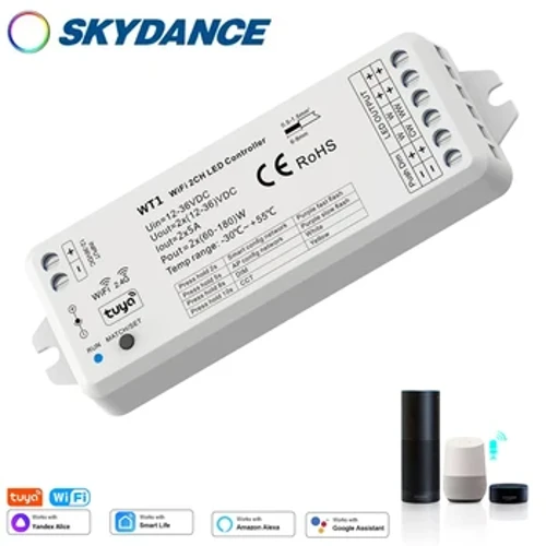 Tuya WiFi yksivärinen CCT LED-nauhahimmenninohjain WT1 12V 24V DC langaton 2,4G RF Työskentele Smart Lifen Google Assistantin kanssa