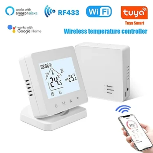 Smart Wireless Thermostat untuk Gas Boiler Kamar Pemanasan RF Pengontrol Suhu Rumah Programmable WiFi Thermostat dan Tuya Alice