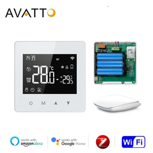 AVATTO-termostato Tuya WiFi Zigbee, controlador de temperatura inteligente con batería para caldera de Gas, funciona con Alexa y Google home