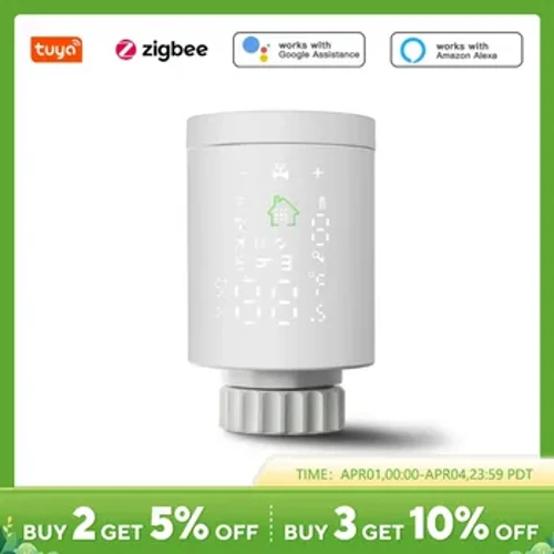 Falf Rheiddiadur Clyfar Tuya Zigbee Rheiddiadur Thermostatig Rhaglenadwy Rheolydd Tymheredd Cartref Alexa Google Rheoli Llais Cartref